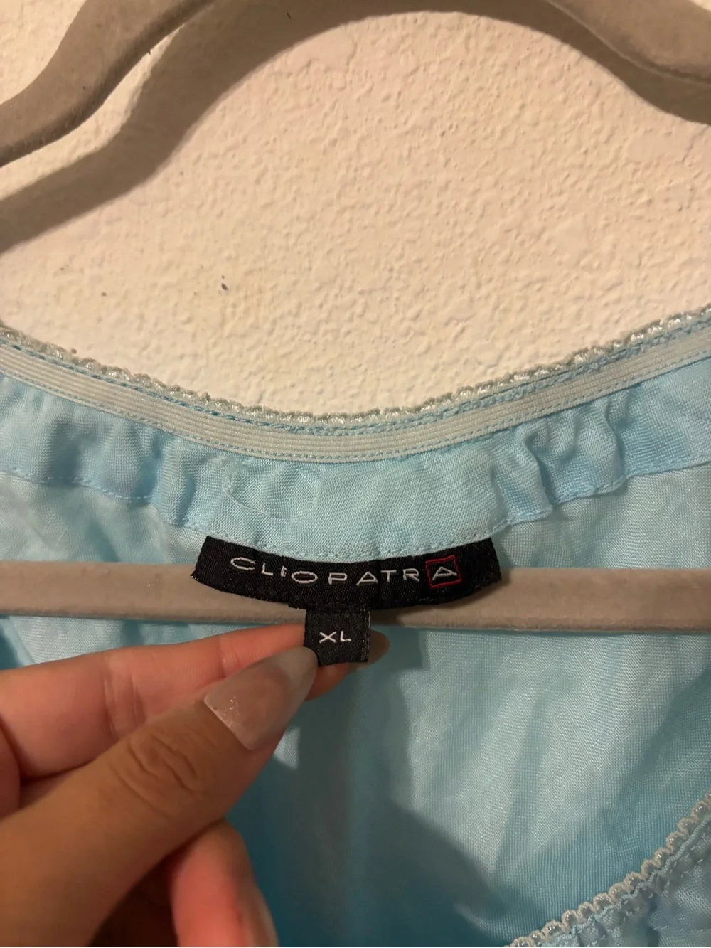 Cliopatra Light Blue Embroidered Linen-Blend Tank